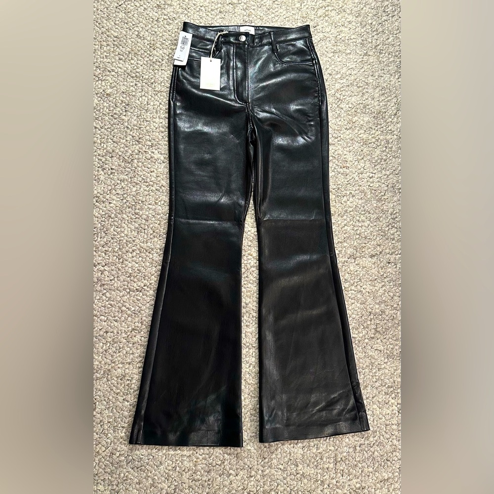 Wilfred Melina Flare vegan leather pants NWT high rise black Sz 4 from Aritzia
